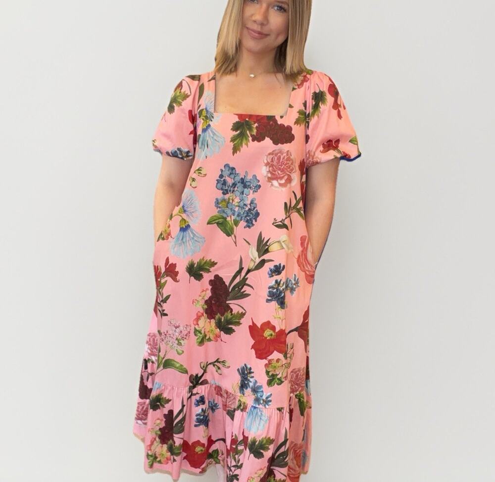 Mestiza NY X Pink Chicken Limited Edition. Pink Midi Sundress No Belt XS